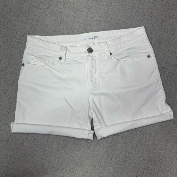Loft White Denim Roll Cuff Jean Shorts Size 2 - Picture 5 of 10